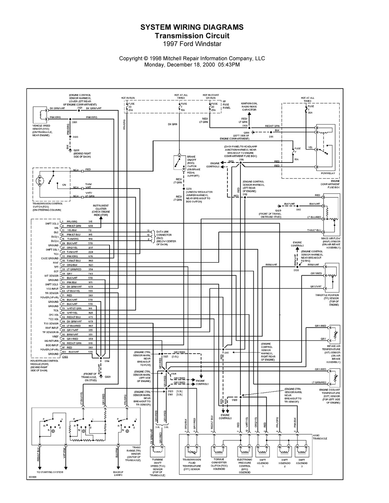 1997 Ford Windstar Complete System Wiring Diagrams Wiring Diagrams Center