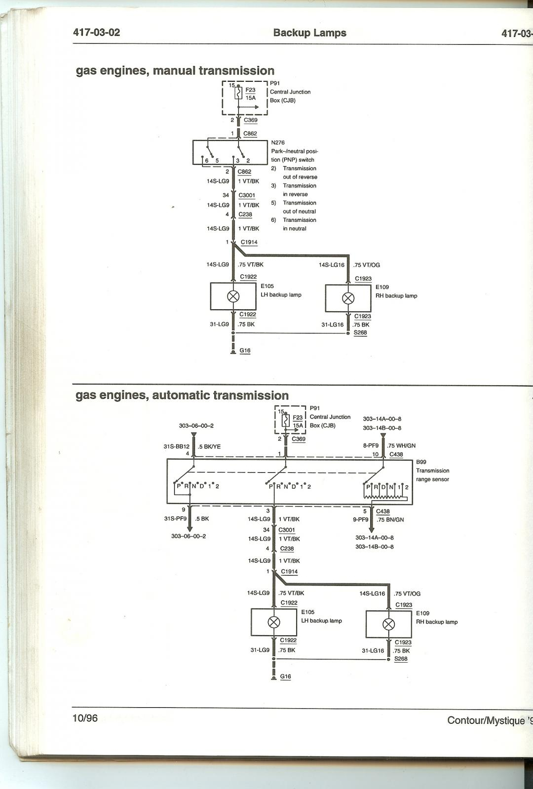 1999 Ford Contour Transmission Range Sensor Wiring Diagram Under The