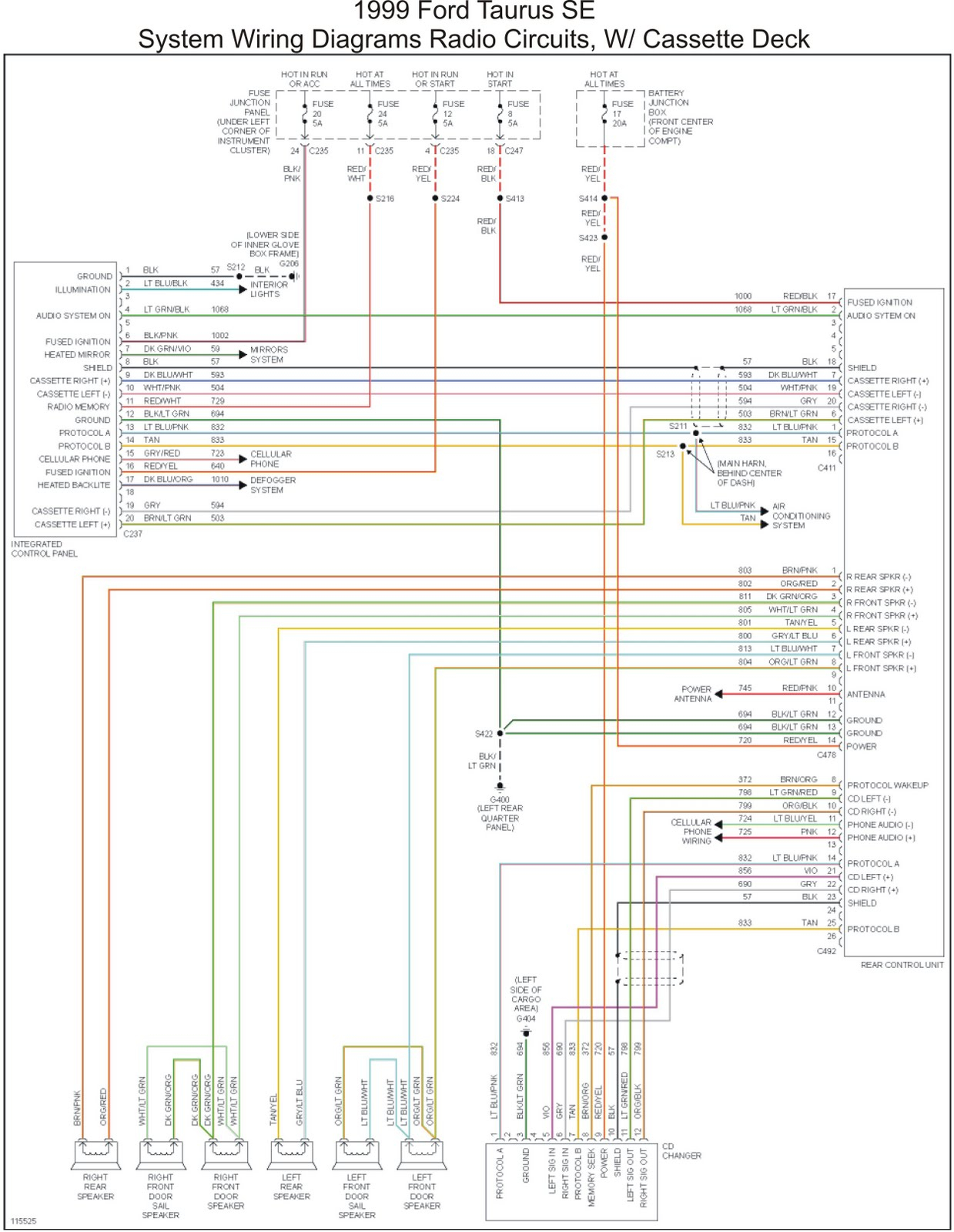 1999 Ford Taurus SE System Wiring Diagrams Radio Circuits W Cassette 