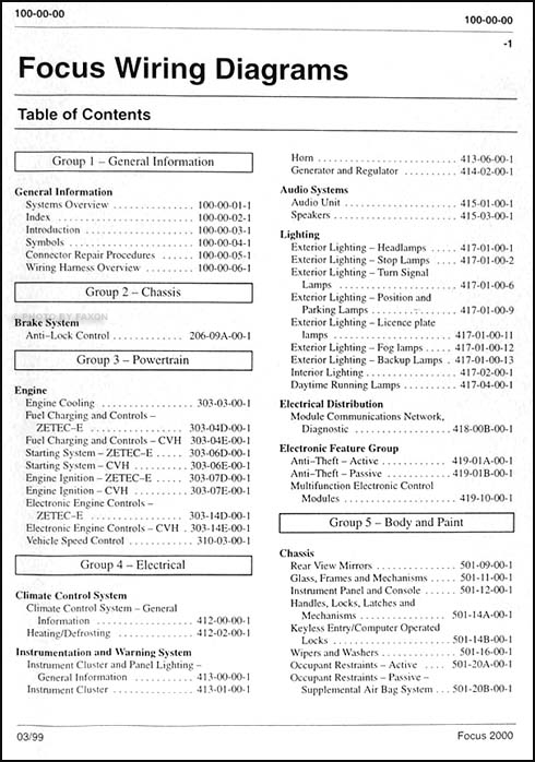 2000 Ford Focus Wiring Diagram Manual Original