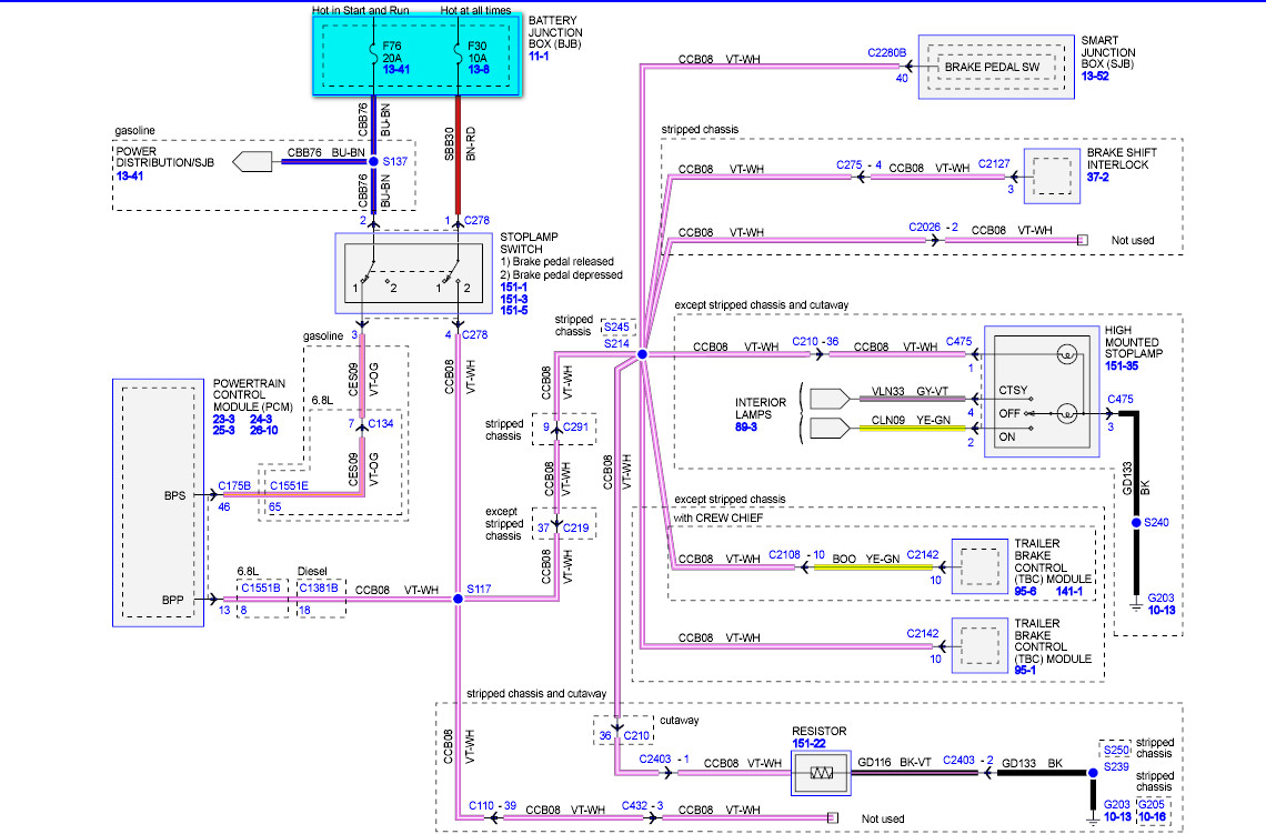 2010 Ford E350 Gas Brake Lights Do Not Work F6 Power At Both Sides 