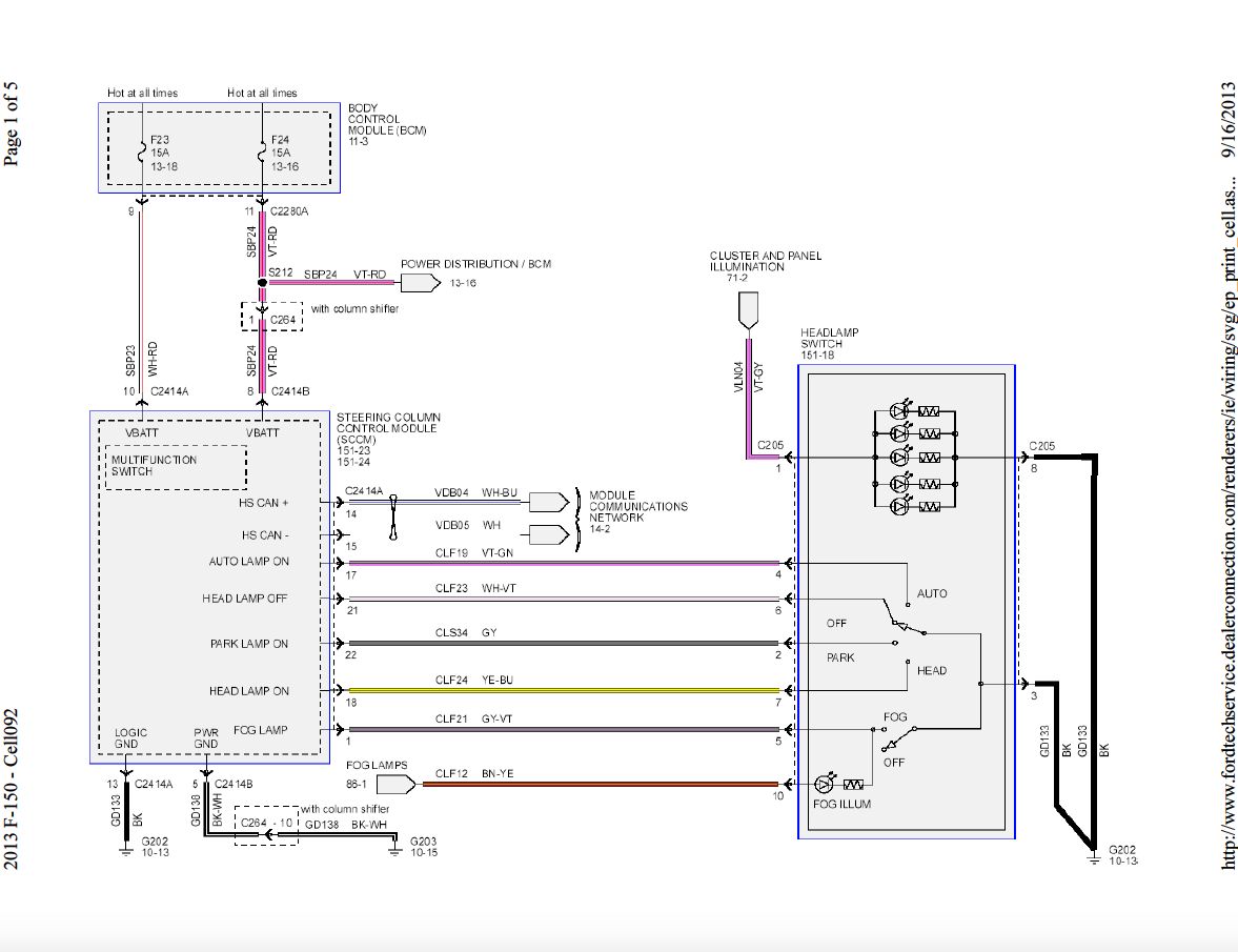 2013 F150 Front Rear Exterior Lights Wiring Harness Diagram Ford