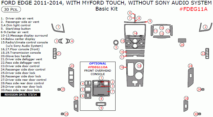 Ford Edge 2011 2014 With MyFord Touch Without Sony Audio System 