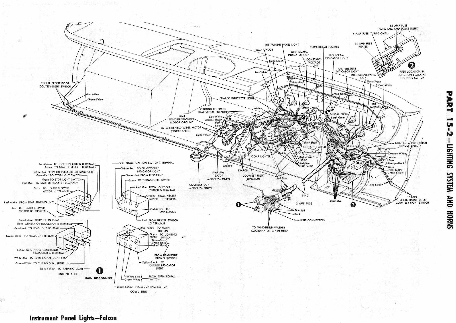 Ford Falcon 1964 Lighting System And Horns Wiring Diagram All About