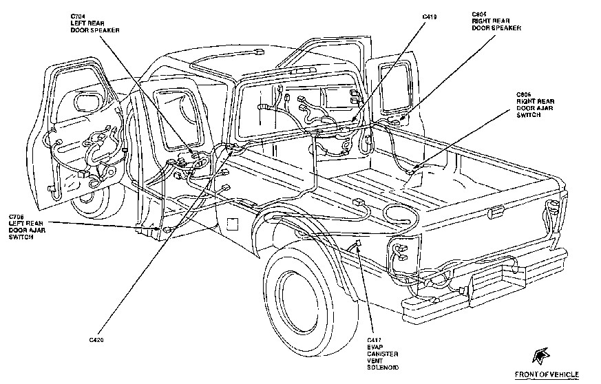 Ford Ranger 2000 Third Door Wire Harness On Passenger Side Third Door 