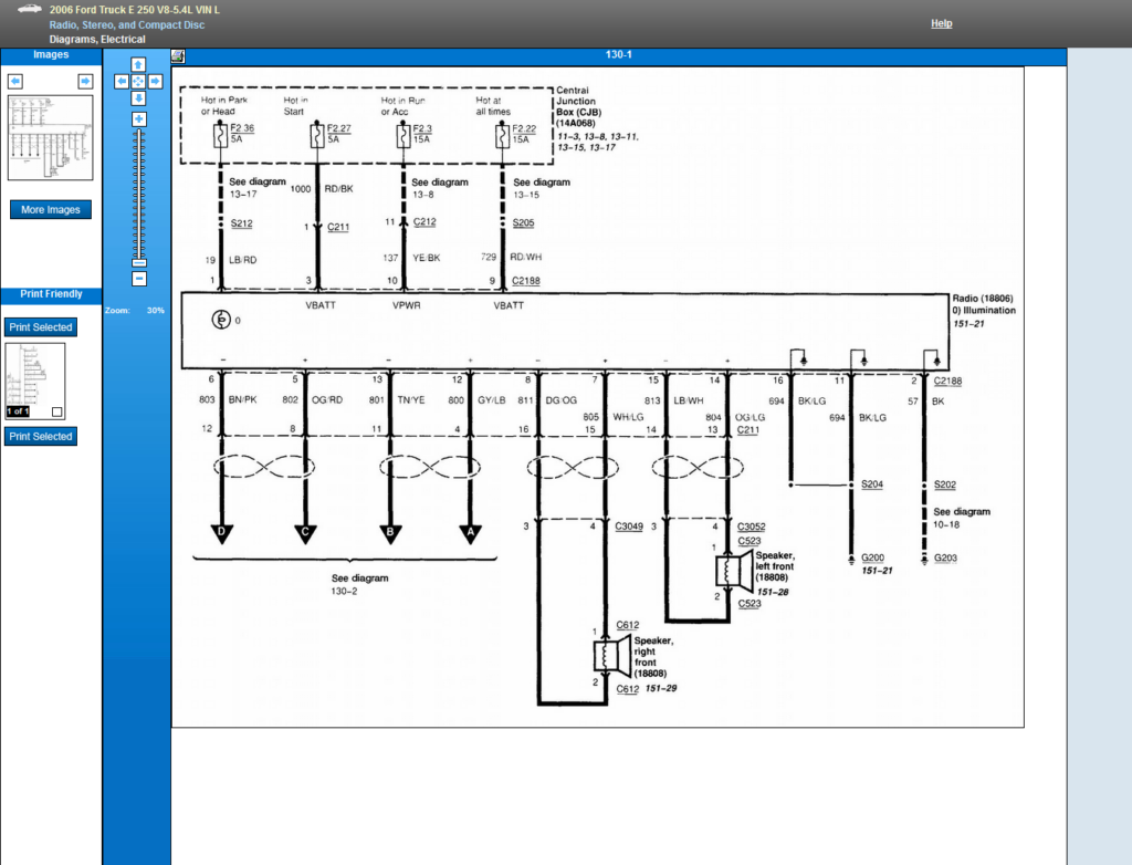 I Need The Radio Color Codes For Wire Harness To A 2006 Ford Econoline 