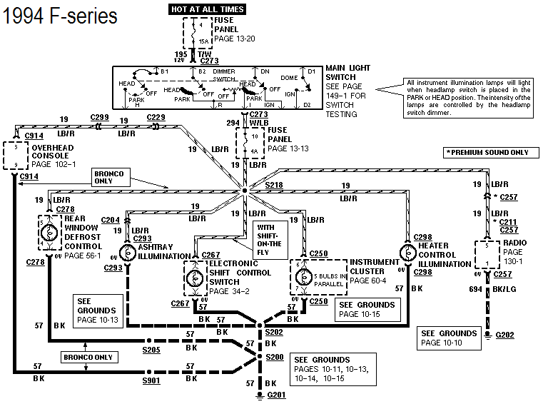 Need Wiring Diagram 1994 F150 5 8 2 WD INSTRUMENT ILLUMINATION Ford 