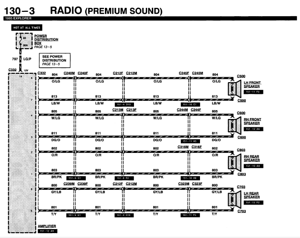 What Are The Color Codes On A Factory 1995 Ford Explorer Radio Speaker 