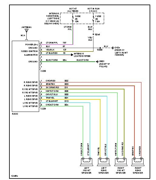 What Do Each Of The Wires Go To On The Speaker Wiring Of A 97 Ford 