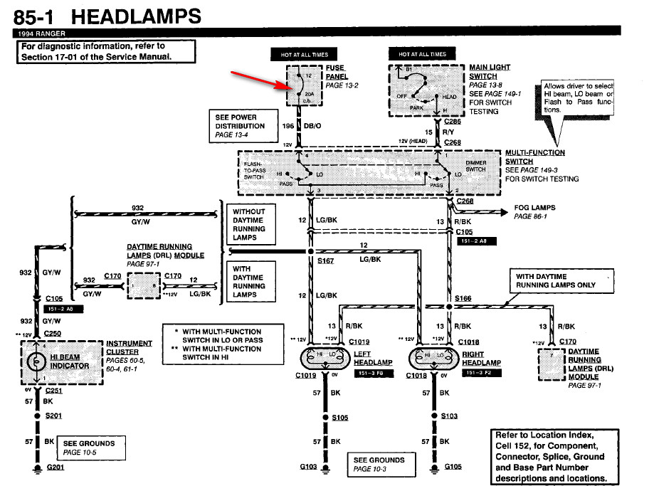 Where Is The Headlight Dimmer Switch Located On A 1994 Ford Ranger Is 