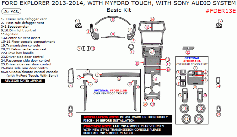 Ford Explorer 2013 2014 With MyFord Touch With Sony Audio System 