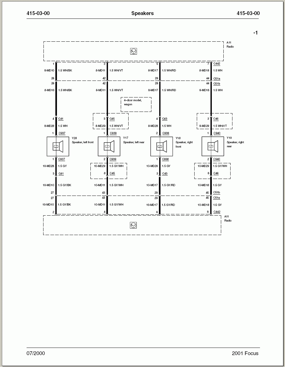 I Need A Wiring Diagram For 2001 Ford Focus With A Radio Casette 