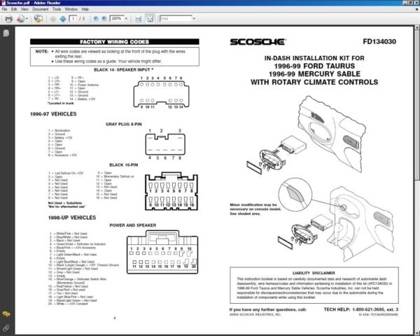 2000 Ford Taurus Radio Wiring Diagram