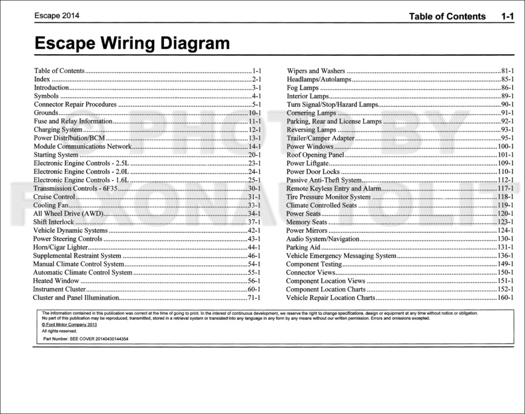 2014 Ford Escape Wiring Diagram Manual Original