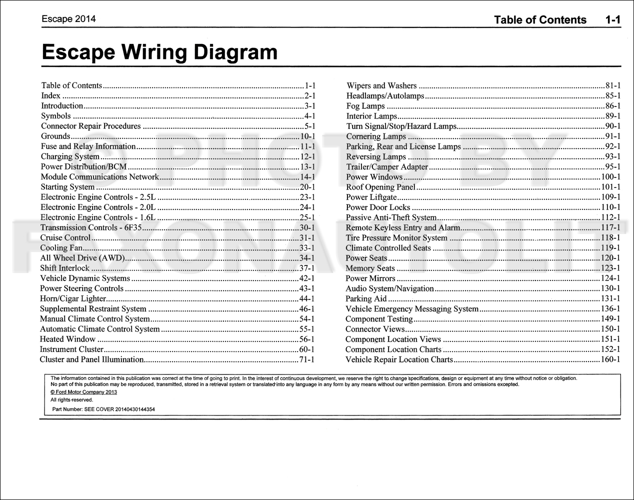 2014 Ford Escape Wiring Diagram Manual Original