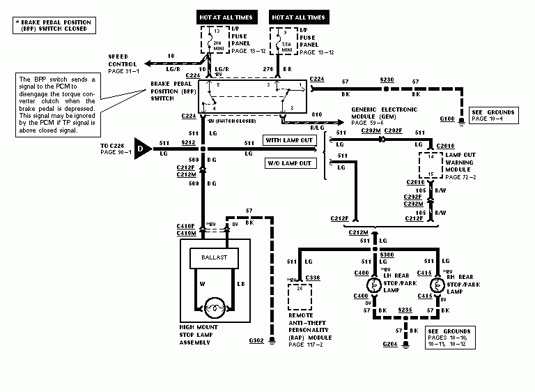 Ford Brake Light Switch Diagram