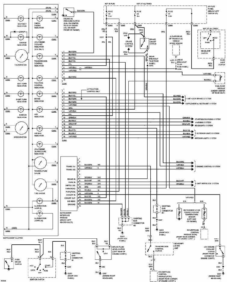 Ford Contour 1997 Instrument Cluster Wiring Diagram All About Wiring