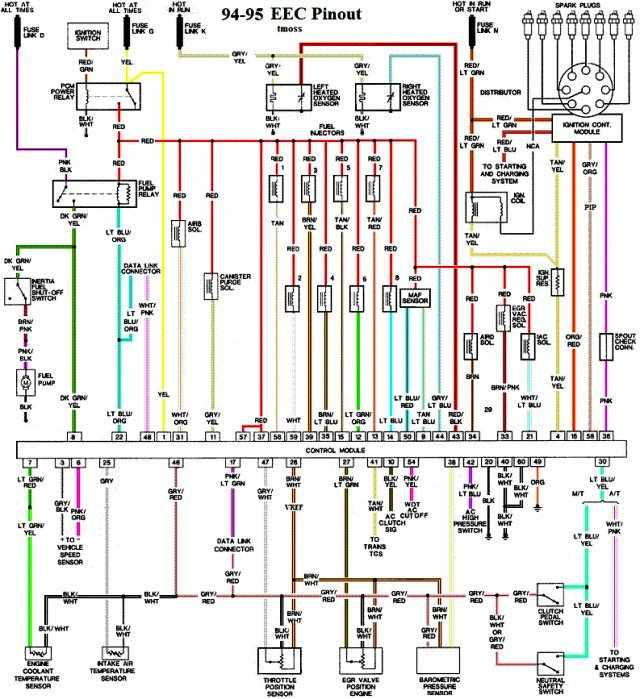 Ford Mustang GT 5 0 L 1994 1995 EEC Pinout Wiring Diagram All About