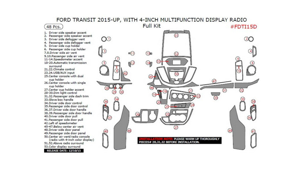 Ford Transit 2015 UP With 4 Inch Multifunction Display Radio Full 