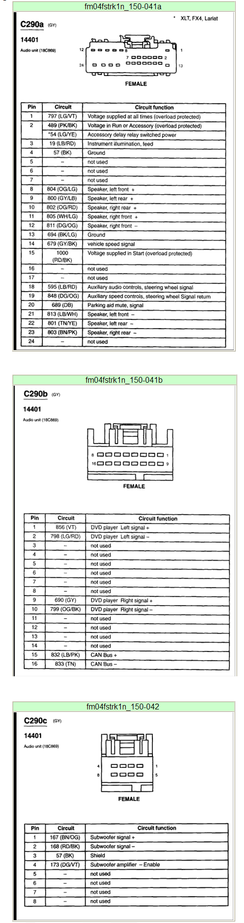 Looking For Stereo Wiring Diagram And Plug Pinout For 2004 F150 XLT 6 