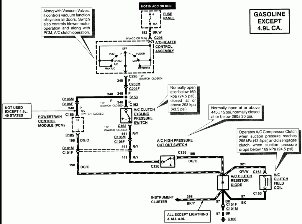 Vehicle 95 F150 4 9 Engine 2 WD Problem A C Compressor Clutch Not 